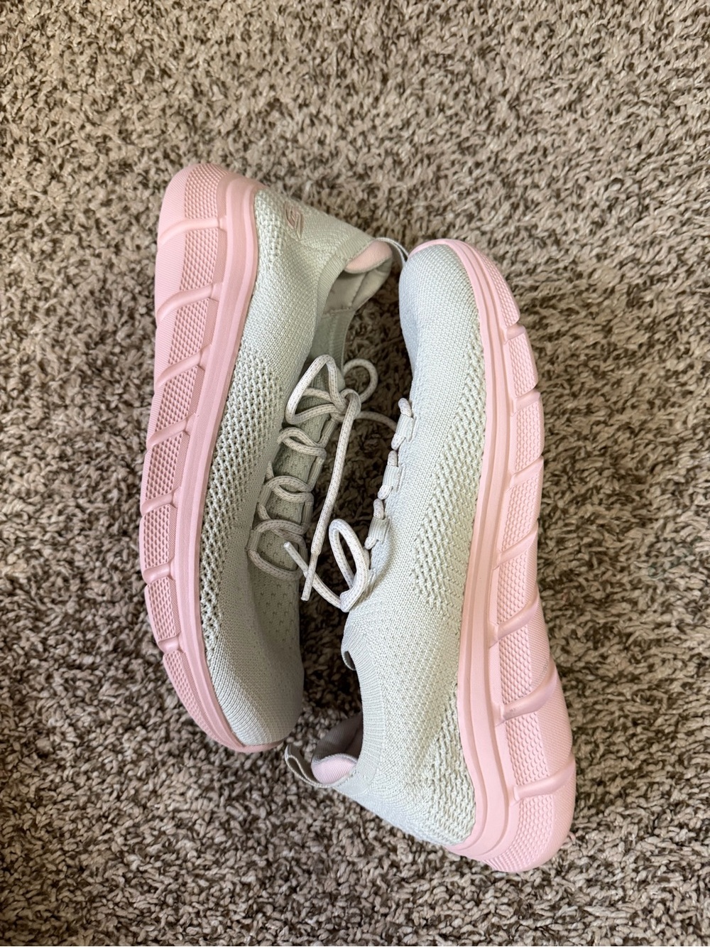 Skechers Womens Knit Sneakers - Pink & Light Gray